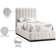 Bowery Hill Contemporary Beige Linen Textured Fabric Twin Bed