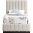 Bowery Hill Contemporary Beige Linen Textured Fabric Twin Bed