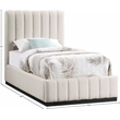 Bowery Hill Contemporary Beige Linen Textured Fabric Twin Bed