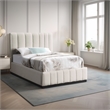 Bowery Hill Contemporary Beige Linen Textured Fabric Twin Bed