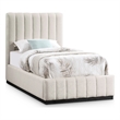 Bowery Hill Contemporary Beige Linen Textured Fabric Twin Bed