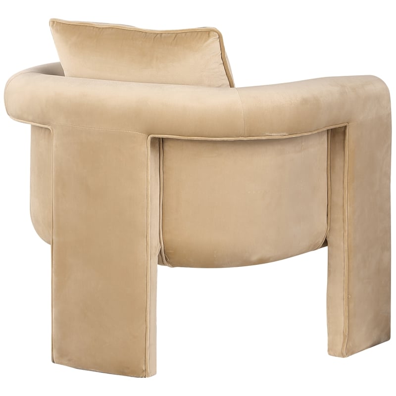 Bowery Hill Contemporary Soft Camel Velvet Accent Chair with Curved Arms