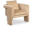 Bowery Hill Contemporary Soft Camel Velvet Accent Chair with Curved Arms