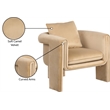 Bowery Hill Contemporary Soft Camel Velvet Accent Chair with Curved Arms