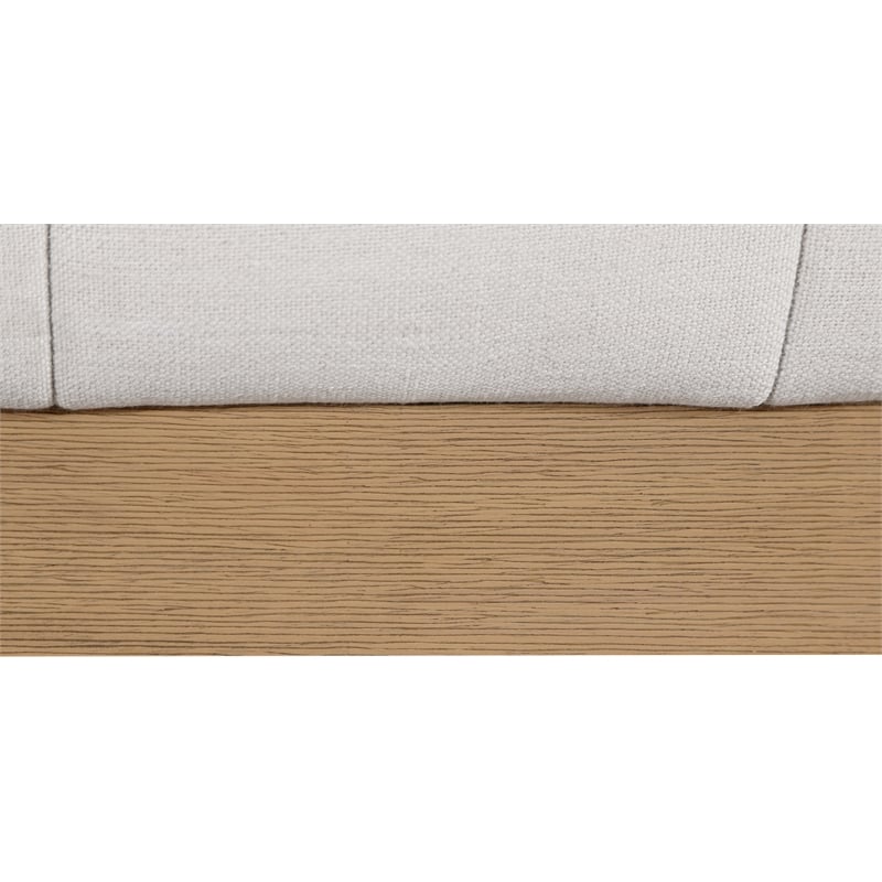 Bowery Hill Contemporary Cream Linen Textured Fabric Queen Bed