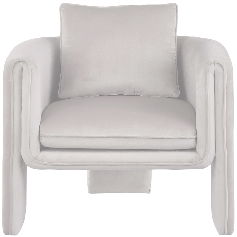 Bowery Hill Contemporary Soft Cream Velvet Accent Chair with Curved Arms