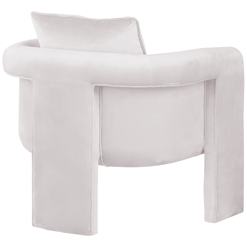 Bowery Hill Contemporary Soft Cream Velvet Accent Chair with Curved Arms