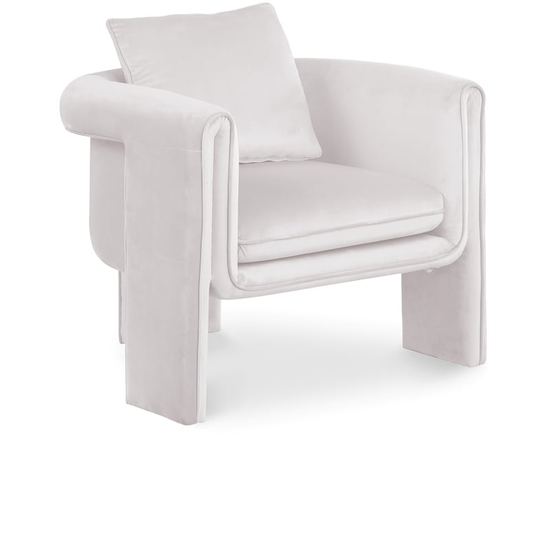 Bowery Hill Contemporary Soft Cream Velvet Accent Chair with Curved Arms