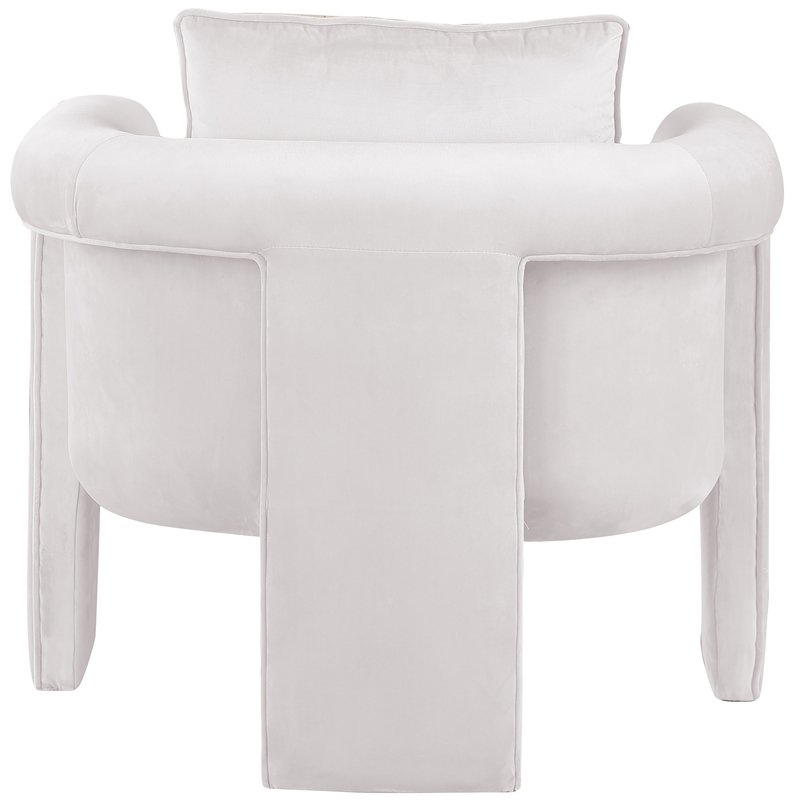 Bowery Hill Contemporary Soft Cream Velvet Accent Chair with Curved Arms
