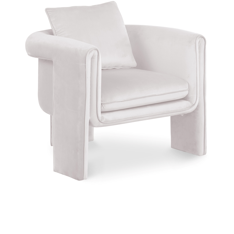 Bowery Hill Contemporary Soft Cream Velvet Accent Chair with Curved Arms
