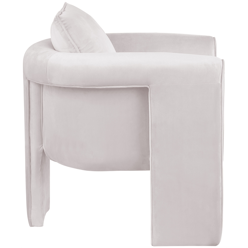 Bowery Hill Contemporary Soft Cream Velvet Accent Chair with Curved Arms