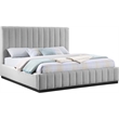 Bowery Hill Contemporary Grey Linen Textured Fabric King Bed