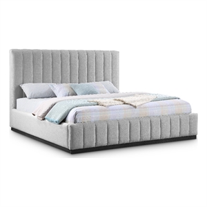 Bowery Hill Contemporary Grey Linen Textured Fabric King Bed