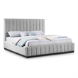 Bowery Hill Contemporary Grey Linen Textured Fabric King Bed