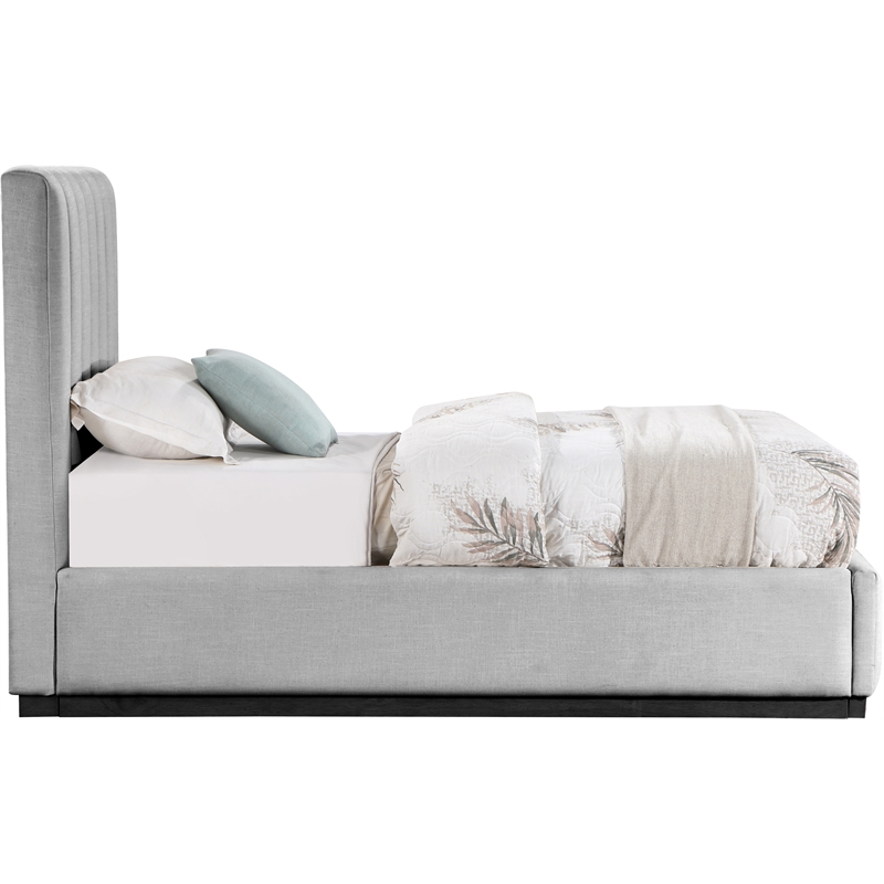 Bowery Hill Contemporary Grey Linen Textured Fabric Twin Bed