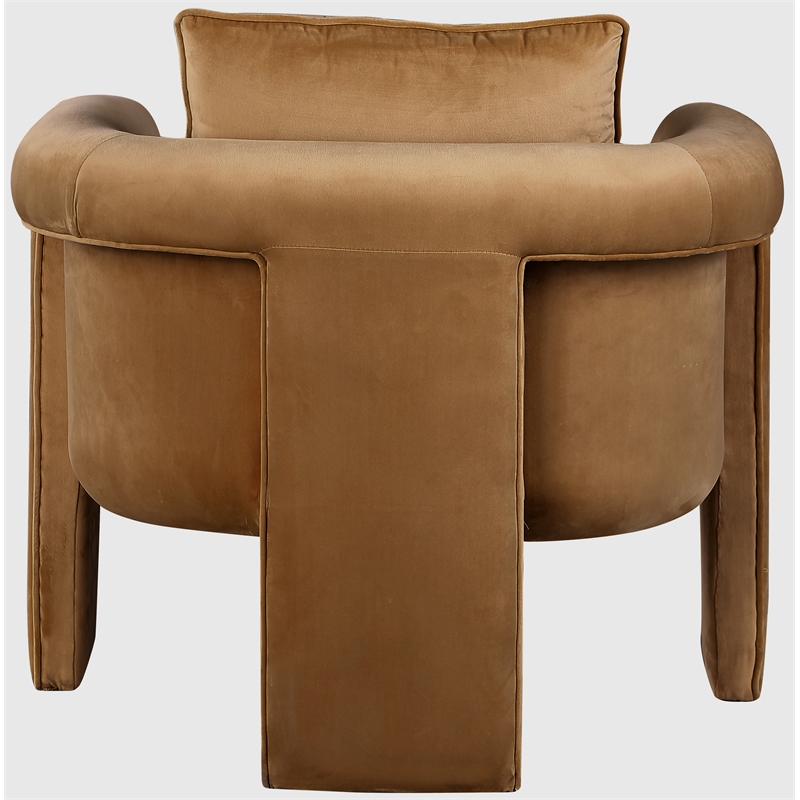 Bowery Hill Contemporary Soft Saddle Velvet Accent Chair with Curved Arms