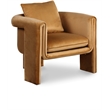 Bowery Hill Contemporary Soft Saddle Velvet Accent Chair with Curved Arms
