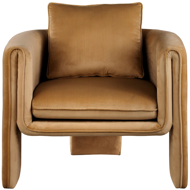 Bowery Hill Contemporary Soft Saddle Velvet Accent Chair with Curved Arms