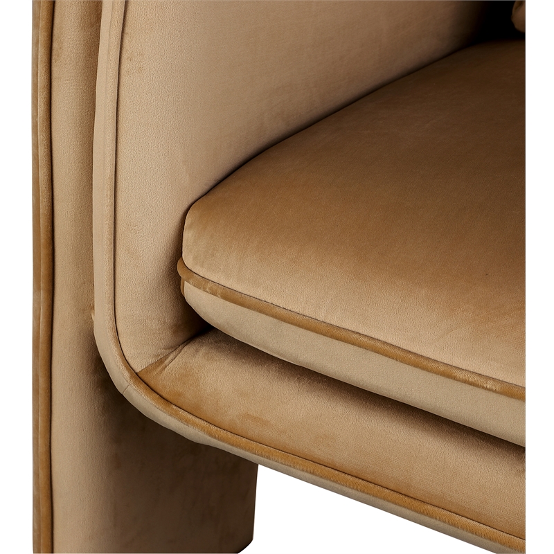 Bowery Hill Contemporary Soft Saddle Velvet Accent Chair with Curved Arms