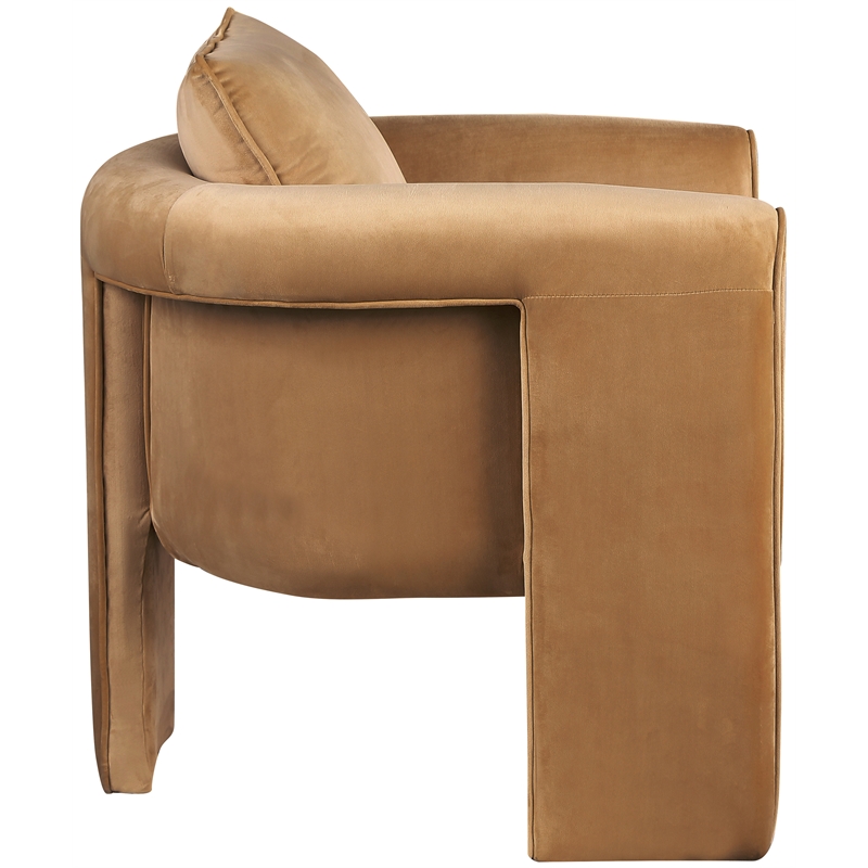 Bowery Hill Contemporary Soft Saddle Velvet Accent Chair with Curved Arms