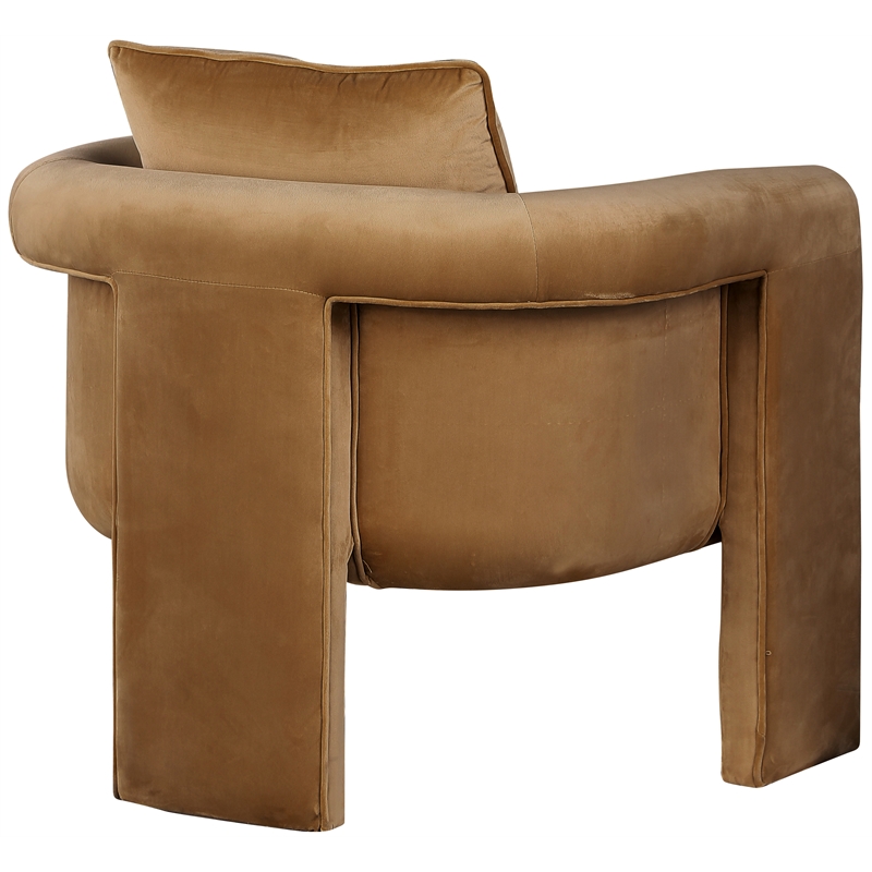 Bowery Hill Contemporary Soft Saddle Velvet Accent Chair with Curved Arms