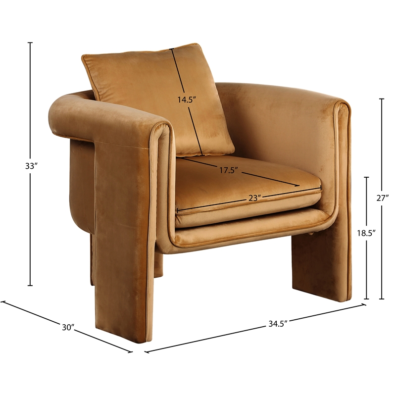 Bowery Hill Contemporary Soft Saddle Velvet Accent Chair with Curved Arms