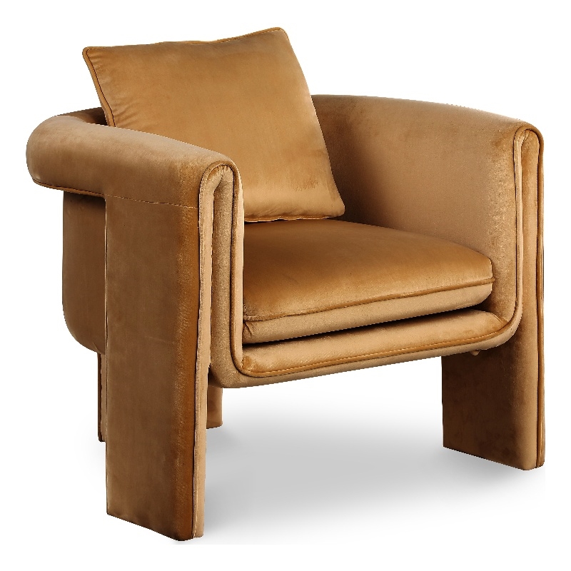Bowery Hill Contemporary Soft Saddle Velvet Accent Chair with Curved Arms
