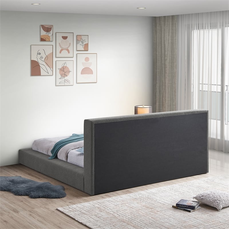 Bowery Hill Contemporary Rich Grey Boucle Durable Fabric Full Bed