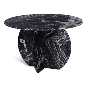 Bowery Hill Contemporary Handcrafted Genuine Marble Black Dining Table