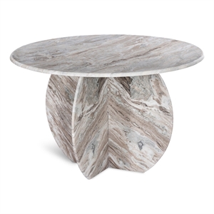 Bowery Hill Contemporary Handcrafted Genuine Marble Brown Dining Table