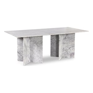 Bowery Hill Contemporary Handcrafted Genuine Marble White Dining Table