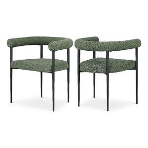 Bowery Hill Contemporary Green Boucle Fabric Dining Chair (Set of 2)