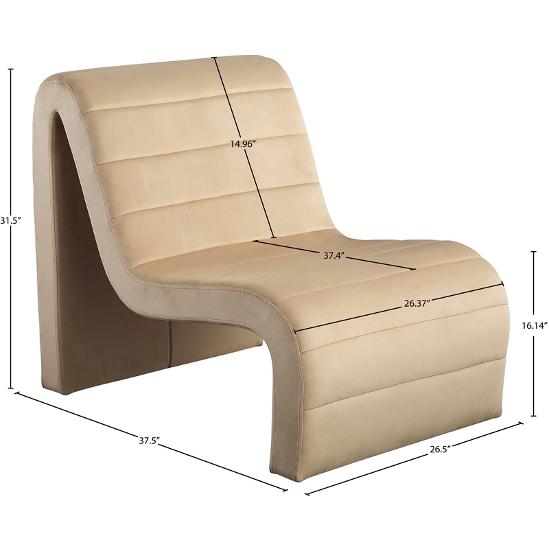 Bowery Hill Contemporary Deep Channel Tufted Rich Camel Velvet Accent Chair