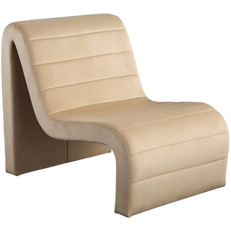 Bowery Hill Contemporary Deep Channel Tufted Rich Camel Velvet Accent Chair