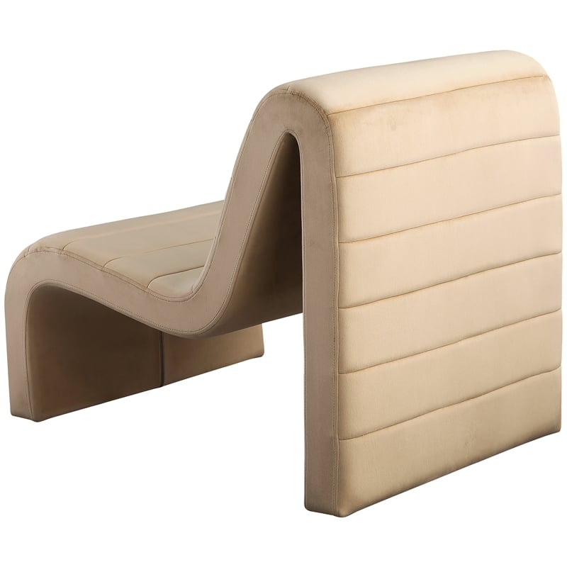 Bowery Hill Contemporary Deep Channel Tufted Rich Camel Velvet Accent Chair