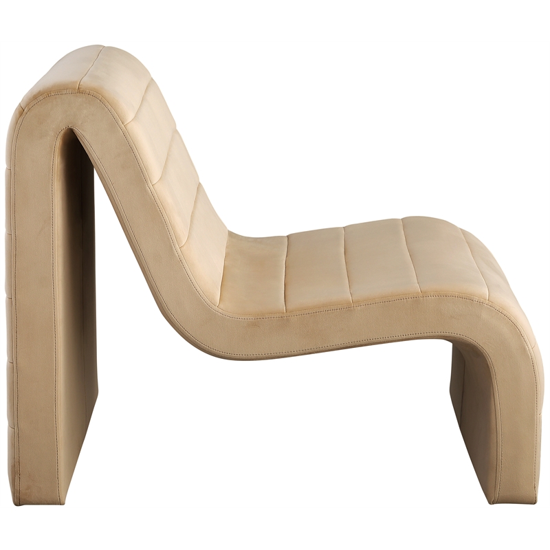 Bowery Hill Contemporary Deep Channel Tufted Rich Camel Velvet Accent Chair