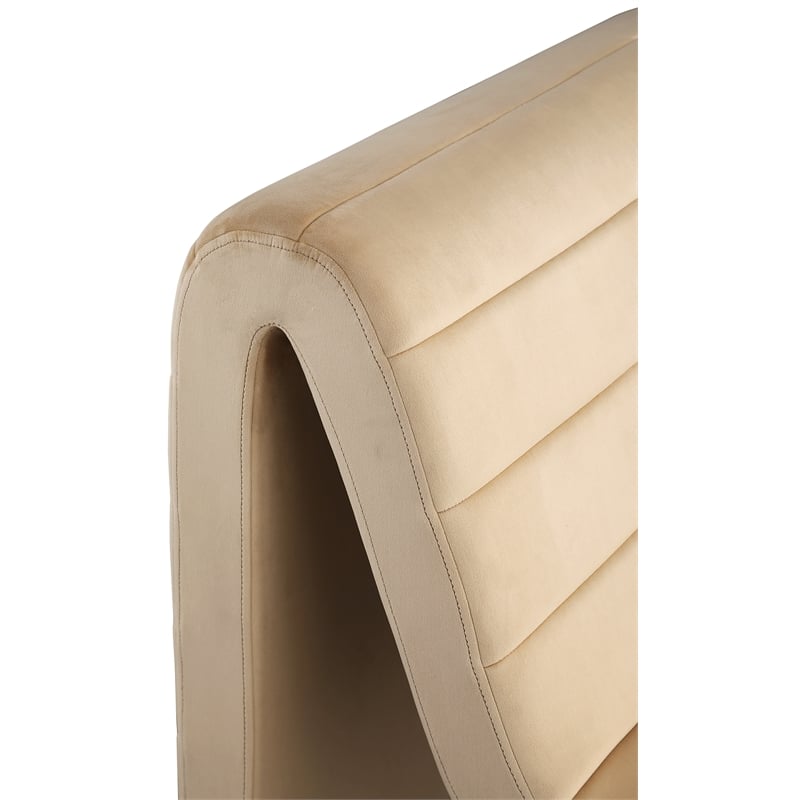 Bowery Hill Contemporary Deep Channel Tufted Rich Camel Velvet Accent Chair
