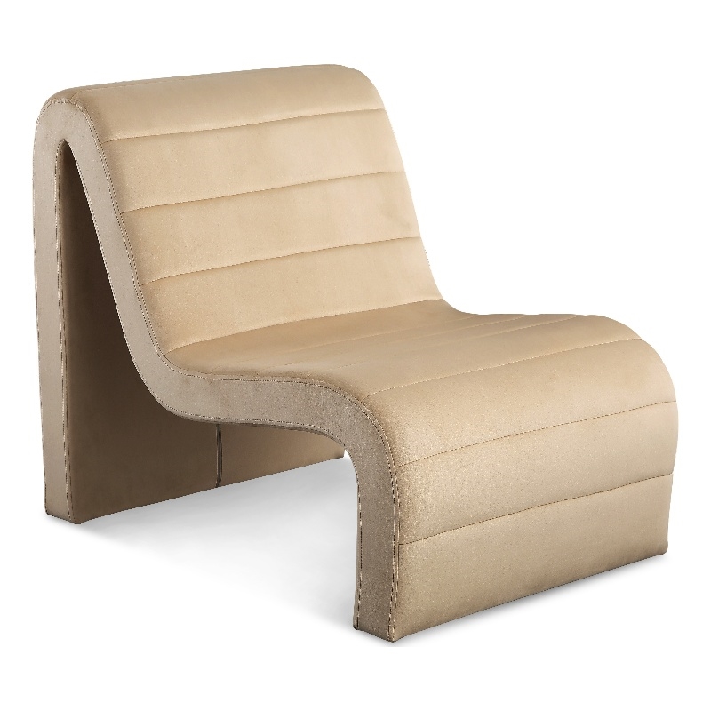 Bowery Hill Contemporary Deep Channel Tufted Rich Camel Velvet Accent Chair