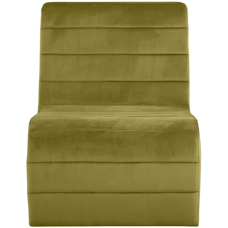 Bowery Hill Contemporary Deep Channel Tufted Rich Olive Velvet Accent Chair