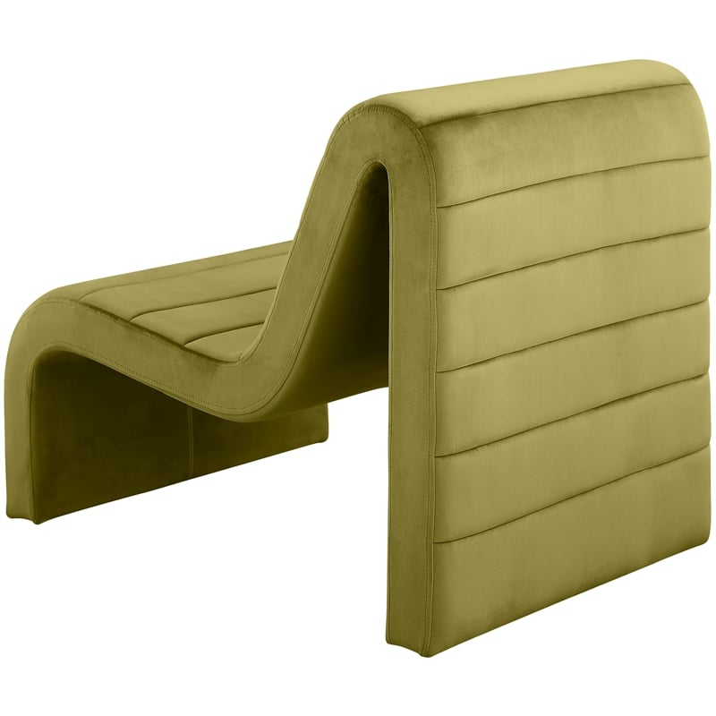Bowery Hill Contemporary Deep Channel Tufted Rich Olive Velvet Accent Chair