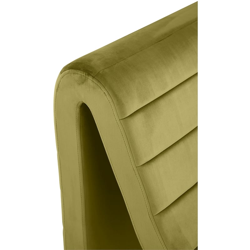 Bowery Hill Contemporary Deep Channel Tufted Rich Olive Velvet Accent Chair