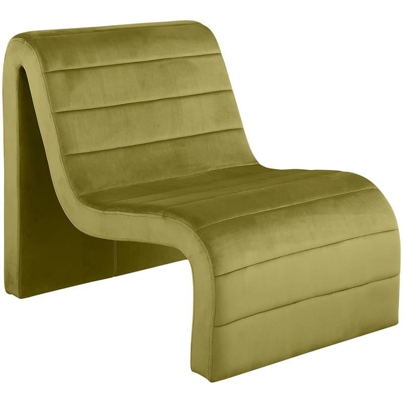 Bowery Hill Contemporary Deep Channel Tufted Rich Olive Velvet Accent Chair