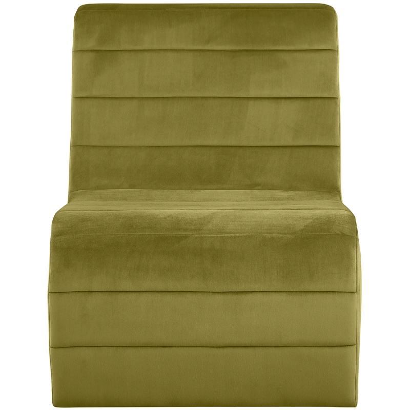 Bowery Hill Contemporary Deep Channel Tufted Rich Olive Velvet Accent Chair