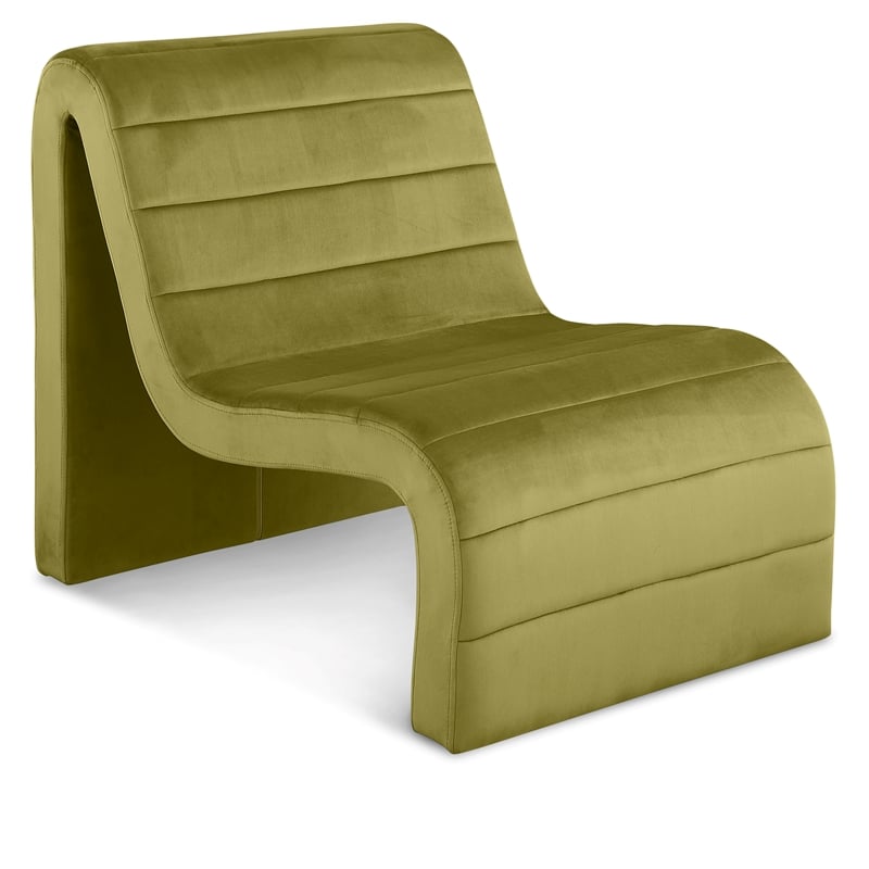 Bowery Hill Contemporary Deep Channel Tufted Rich Olive Velvet Accent Chair