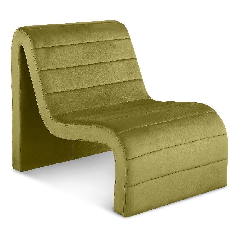 Bowery Hill Contemporary Deep Channel Tufted Rich Olive Velvet Accent Chair