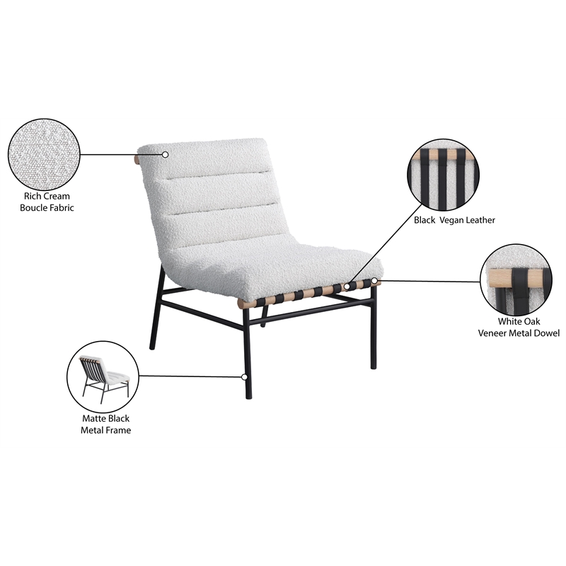 Bowery Hill Contemporary Rich Cream Boucle Fabric Accent Chair