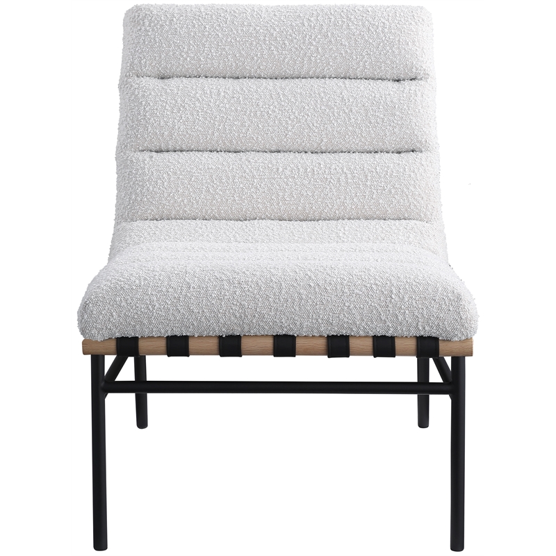Bowery Hill Contemporary Rich Cream Boucle Fabric Accent Chair