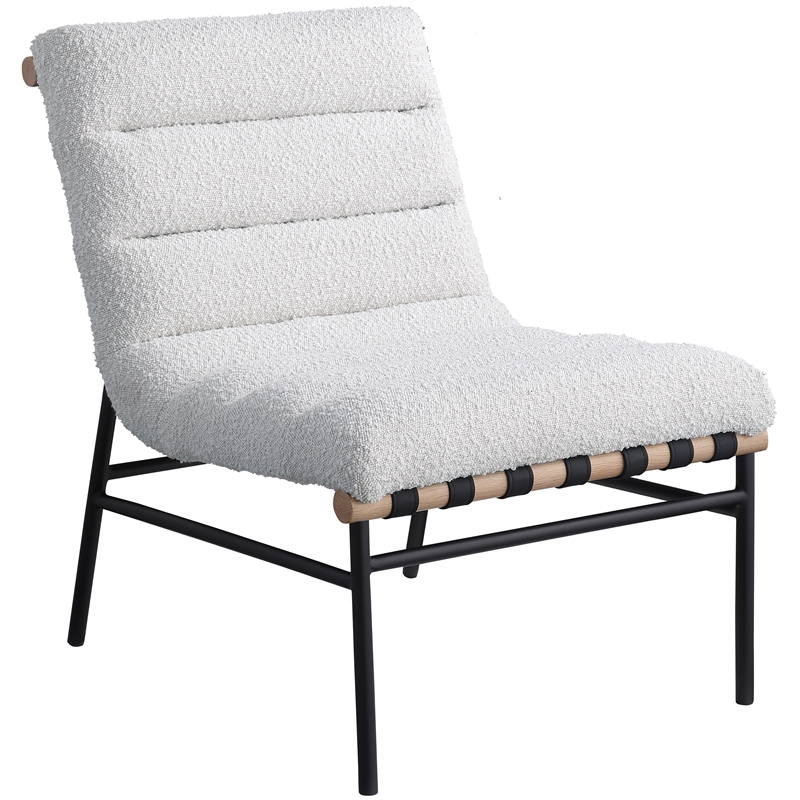 Bowery Hill Contemporary Rich Cream Boucle Fabric Accent Chair