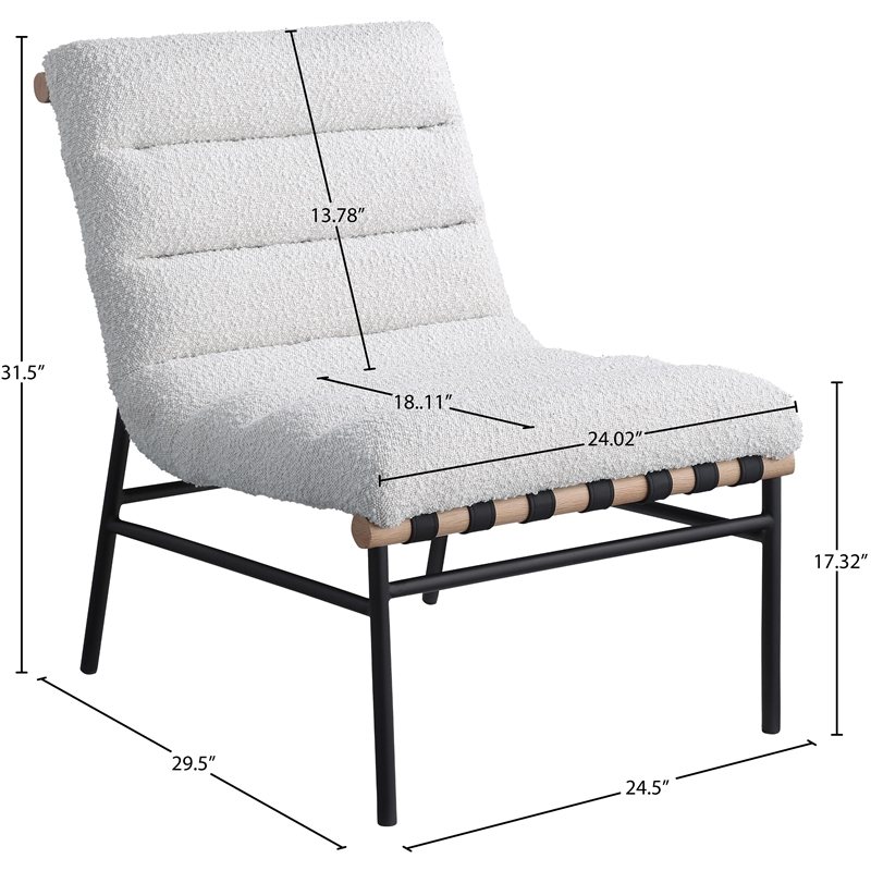 Bowery Hill Contemporary Rich Cream Boucle Fabric Accent Chair