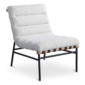 Bowery Hill Contemporary Rich Cream Boucle Fabric Accent Chair